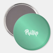 Individuelle Name türkis glänzend Magnet (Vorderseite/Rückseite)