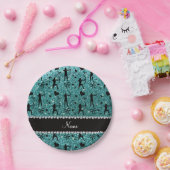 Individuelle Name Türkis Glitzer Bogenschießen Pappteller (Party)