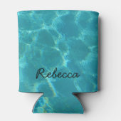 Individuelle Name Türkis Pool Wasser Dosenkühler (Rückseite)