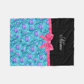 Individuelle Name türkis Rose Rosa Glitzer Bug Fleecedecke (Vorderseite (Horizontal))