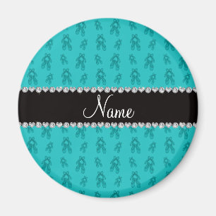 Individuelle Name türkisfarbene Ballettschuhe Magnet