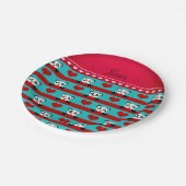 Individuelle Name türkisfarbene Panda Pappteller (Schrägansicht)