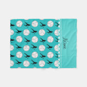 Individuelle Name türkisfarbene Volleyballs Silhou Fleecedecke (Vorderseite (Horizontal))