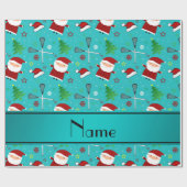 Individuelle Name türkisfarbenes Lacrosse Weihnach Geschenkpapier (Flach)