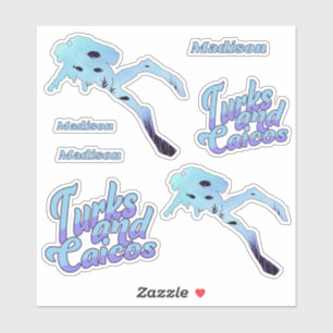 Individuelle Name Turks und Caicos Diving Aufkleber