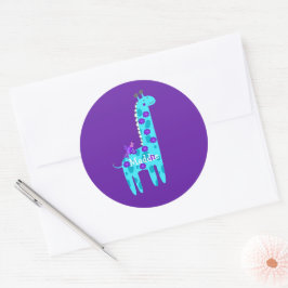Individuelle Name Turquoise Giraffe Niedlicher Lil Runder Aufkleber