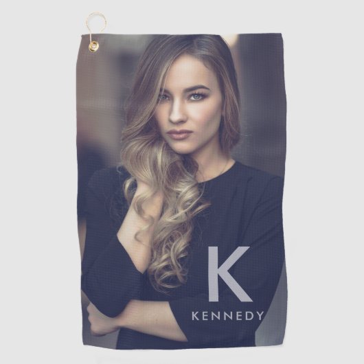 Individuelle Name Typografie und Foto Golfhandtuch (Vorderseite)