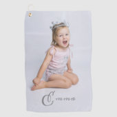 Individuelle Name Typografie und Foto Golfhandtuch (Vorderseite)