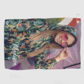 Individuelle Name Typografie und Foto Golfhandtuch (Horizontal)