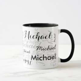 individuelle Name typografisch schwarz / weiß Tasse