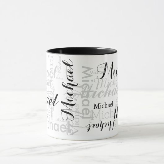 individuelle Name typografisch schwarz / weiß Tasse (Zentrum)