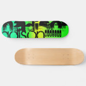 Individuelle Name über Neon Aqua Green und Gelb Skateboard (Horizontal)