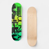 Individuelle Name über Neon Aqua Green und Gelb Skateboard (Vorderseite)