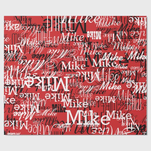 Individuelle Name überlagert AllOver Red Geschenkpapier (Flach)