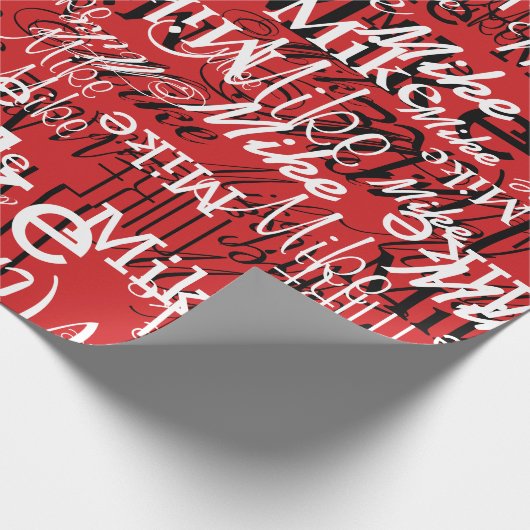 Individuelle Name überlagert AllOver Red Geschenkpapier (Ecke)