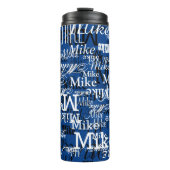 Individuelle Name überlappen All-over-BLAU Thermosbecher (Vorderseite)