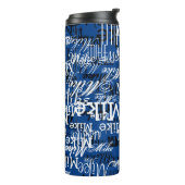 Individuelle Name überlappen All-over-BLAU Thermosbecher (Nach links gedreht)