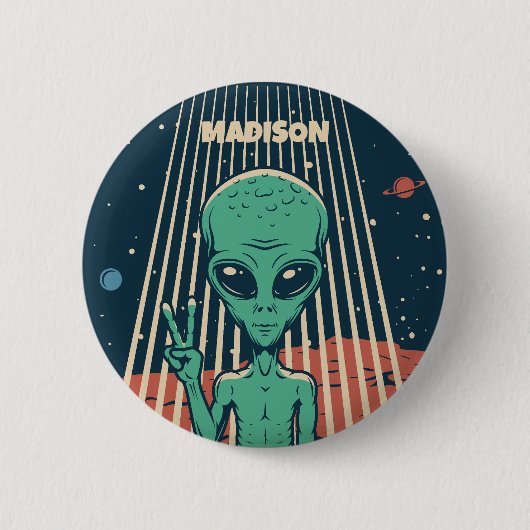 INDIVIDUELLE NAME UFO ALIEN BUTTON (Vorderseite)