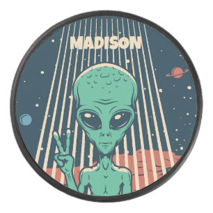 INDIVIDUELLE NAME UFO ALIEN EISHOCKEY PUCK