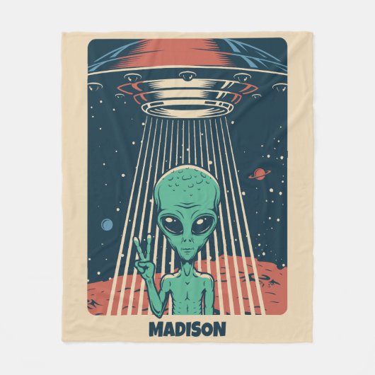 INDIVIDUELLE NAME UFO ALIEN FLEECEDECKE (Vorderseite)