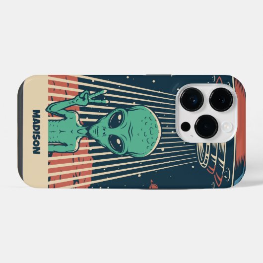 INDIVIDUELLE NAME UFO ALIEN iPhone HÜLLE (Rückseite (Horizontal))