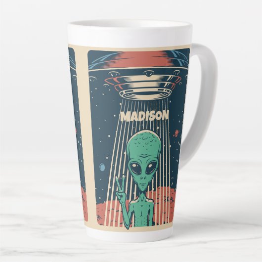 INDIVIDUELLE NAME UFO ALIEN MILCHTASSE (Rechte Ecke)