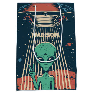 INDIVIDUELLE NAME UFO ALIEN MITTLERE GESCHENKTÜTE