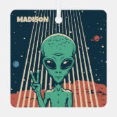 INDIVIDUELLE NAME UFO ALIEN ORNAMENT AUS METALL (Rückseite)