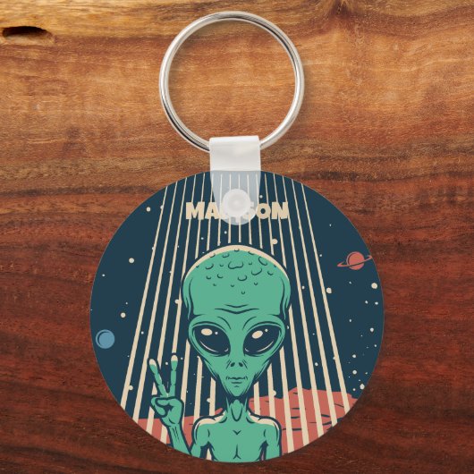 INDIVIDUELLE NAME UFO ALIEN SCHLÜSSELANHÄNGER (Vorderseite)