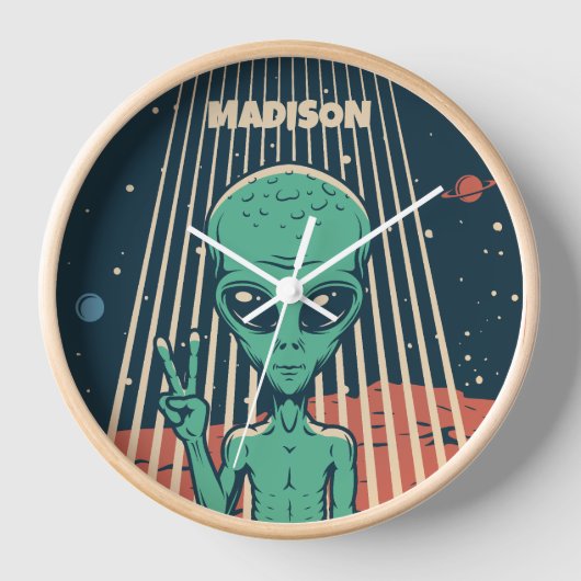 INDIVIDUELLE NAME UFO ALIEN UHR (Vorderseite)