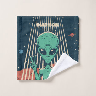 INDIVIDUELLE NAME UFO ALIEN WASCHLAPPEN