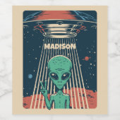 INDIVIDUELLE NAME UFO ALIEN WEINETIKETT (Einzelnes Label)