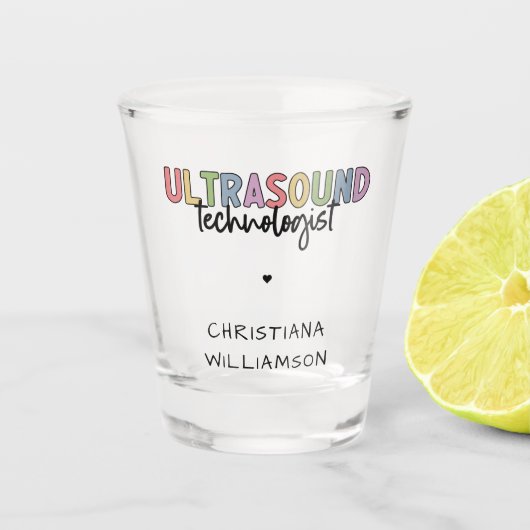 Individuelle Name Ultrasound Technologist Geschenk Schnapsglas (Vorderseite)