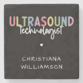 Individuelle Name Ultrasound Technologist Geschenk Steinuntersetzer (Vorderseite)