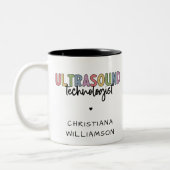 Individuelle Name Ultrasound Technologist Geschenk Zweifarbige Tasse (Links)