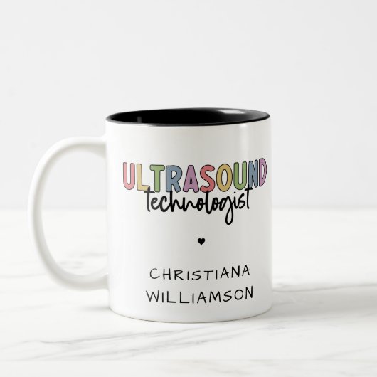 Individuelle Name Ultrasound Technologist Geschenk Zweifarbige Tasse (Links)