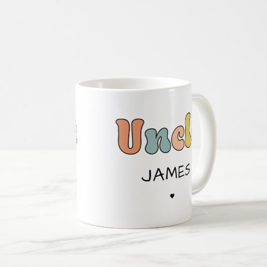 Individuelle Name Uncle Retro-Geschenk | PERSONALI Kaffeetasse (VorderseiteRechts)