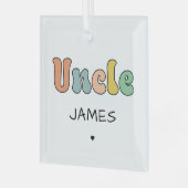 Individuelle Name Uncle Retro-Geschenk | PERSONALI Ornament Aus Glas (Vorderseite links)