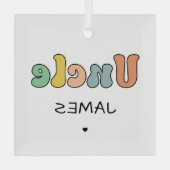Individuelle Name Uncle Retro-Geschenk | PERSONALI Ornament Aus Glas (Rückseite)