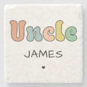 Individuelle Name Uncle Retro-Geschenk | PERSONALI Steinuntersetzer (Vorderseite)