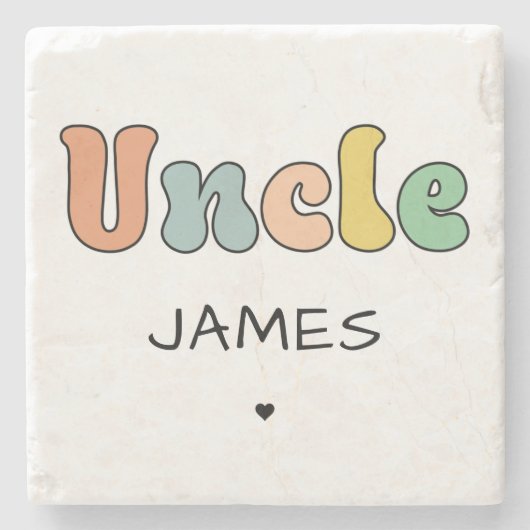 Individuelle Name Uncle Retro-Geschenk | PERSONALI Steinuntersetzer (Vorderseite)