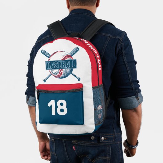 Individuelle Name und Anzahl Baseball Bedruckter Rucksack (Insitu (Modell))