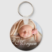 Individuelle Name und Baby Foto Hübsche Klassik-Sc Schlüsselanhänger (Vorderseite)