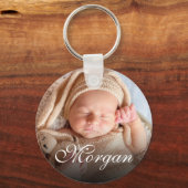 Individuelle Name und Baby Foto Hübsche Klassik-Sc Schlüsselanhänger (Vorderseite)