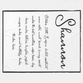 Individuelle Name und besondere Merkmale Sentiment Fleecedecke (Vorderseite (Horizontal))