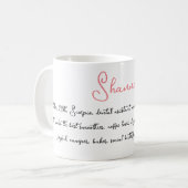 Individuelle Name und besondere Merkmale Sentiment Kaffeetasse (Vorderseite Links)