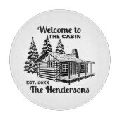 Individuelle Name- und Datumskabine mit Bäumen Schneidebrett (Vorderseite)