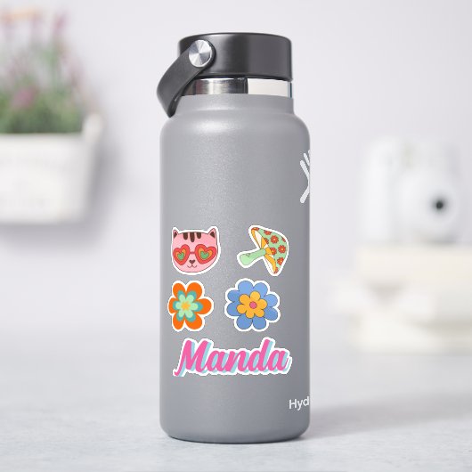 Individuelle Name und Element Retro-Schnitt Vinyl  Aufkleber (HydroFlask)