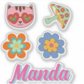Individuelle Name und Element Retro-Schnitt Vinyl  Aufkleber (Vorderseite)
