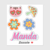 Individuelle Name und Element Retro-Schnitt Vinyl  Aufkleber (Blatt)